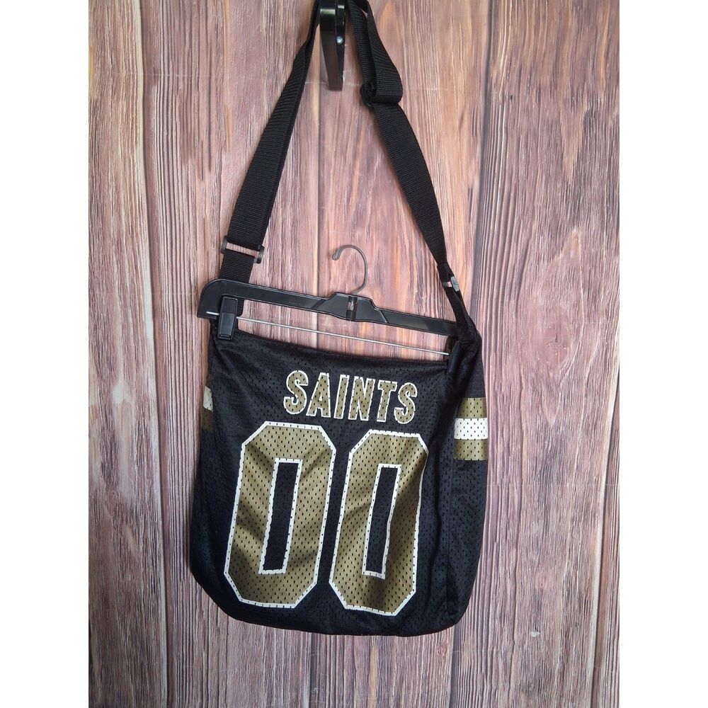 Black mesh new orleans saints crossbody bag purse game day football sports